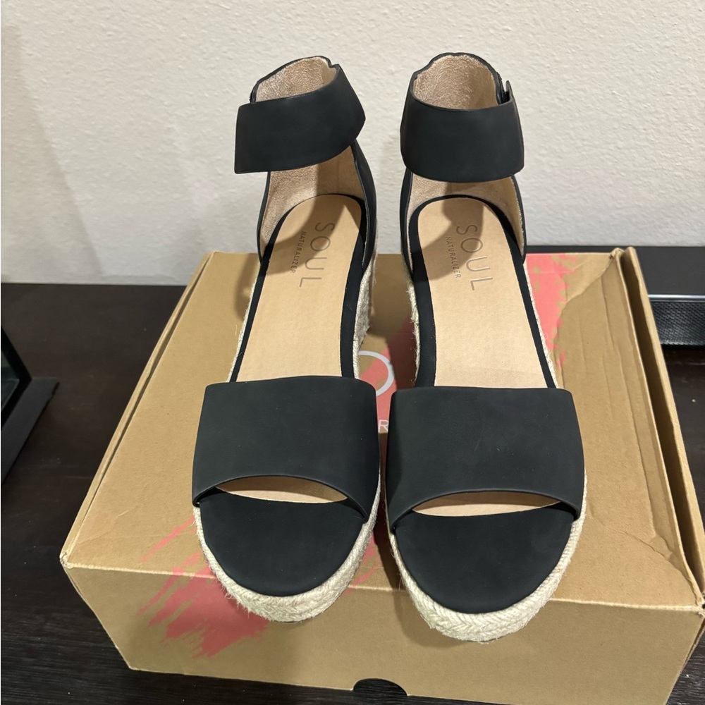 SOUL Naturalizer Women's Black Oakley Wedge Sandals Size 8.5M NIB - Picture 6 of 14